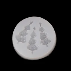DoreenBeads Silicone Resin Mold For Jewelry Making Round White Christmas Tree Kinds Styles DIY Tools 5.5cm(2 1/8