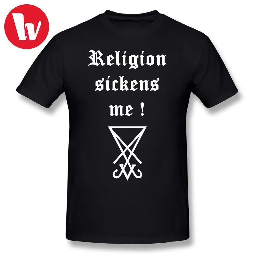 

Dimmu Borgir T Shirt Religion Sickens Me ! Men T Shirts Short-Sleeve Basic T-Shirt Funny T-Shirts With Short Sleeves 6XL Tshirt