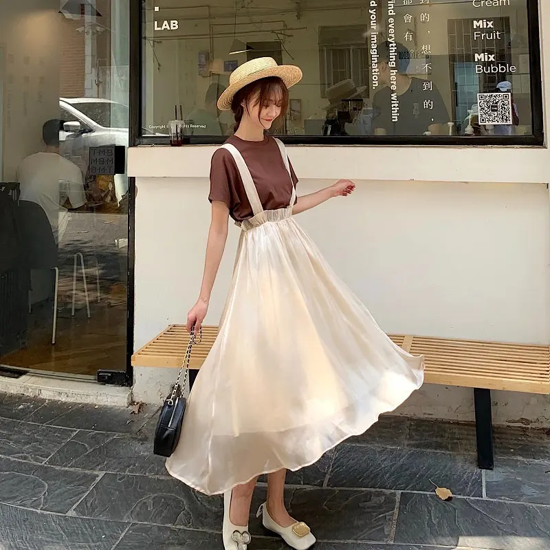 

Alien Kitty Hot Sale 2019 Chic Summer High Quality Skirt Fresh Simple Women Solid Loose High Waist Overalls Skirt Large Size