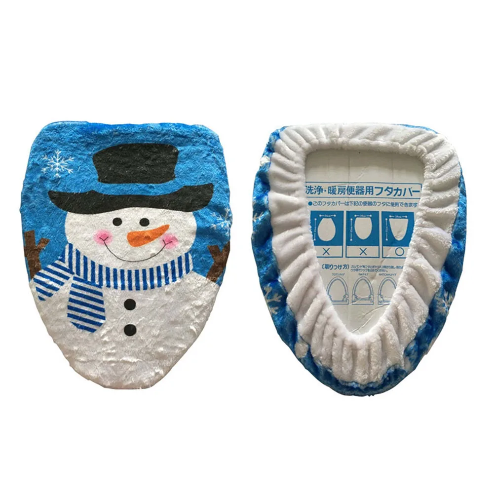 

New Happy Christmas Toilet Seat Cover Christmas Decorations Snowman Lid Toilet Cover Bathroom Supplies