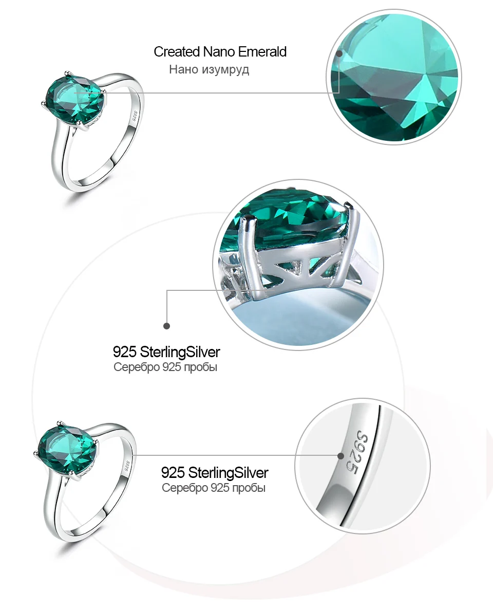 UMCHO &nbsp;Emerald   925 sterling silver ring for women NUJ095E-1-pc (7)