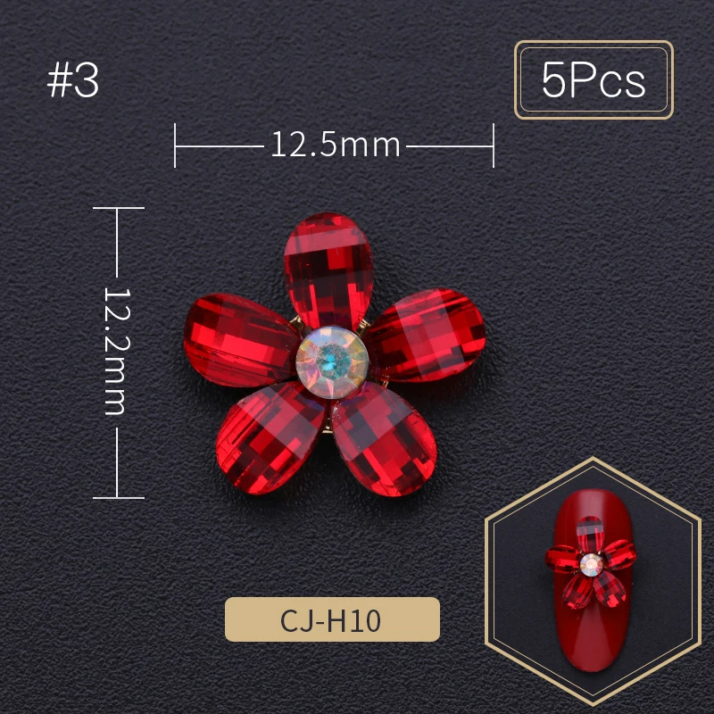 3/5 шт Кристаллы Стразы для ногтей красочные цветочные узоры для ногтей камни смешанного размера DIY украшения блестящие, для дизайна ногтей дизайн - Цвет: 3