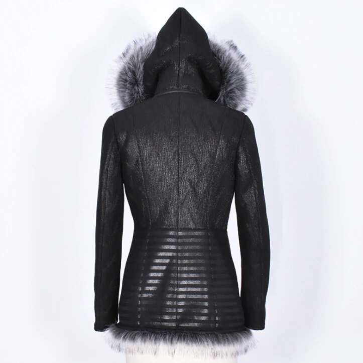 Real Fur Leather Jacket Women Natural Big Fox Fur Collar Hooded Coat Slim Fit Vintage Luxury Brand Genuine Leather Outwear 7XL Real Fur Leather Jacket Women Natural Big Fox Fur Collar Hooded Coat Slim Fit Vintage Luxury Brand Genuine Leather Outwear 7XL