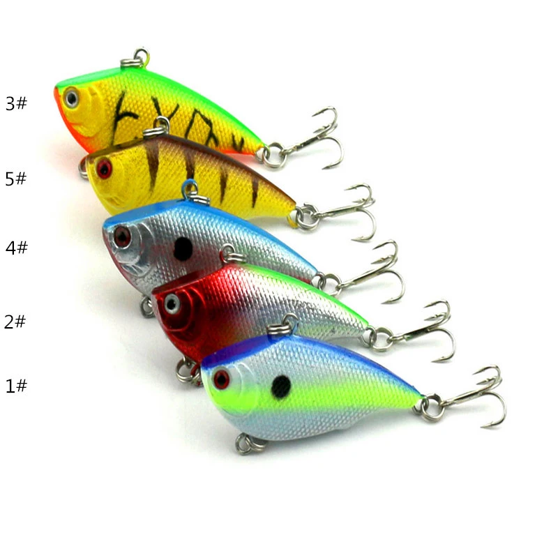  5 PCS/Lot VIB Rattlin Hard Fishing Lures 5.5cm 7.5g plastic 5 Color 3D Eyes Depth Whole swimming 8#