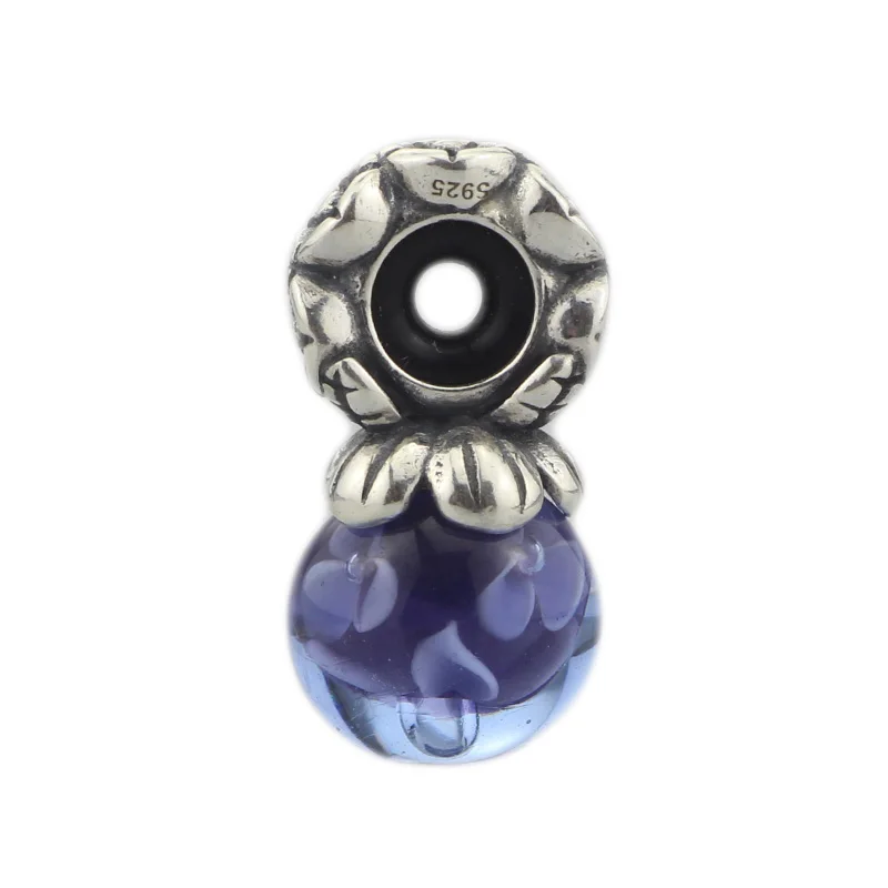 

Beads Spacers With Glass Charms 925 Sterling Silver Charm Compatible Fit Troll European Brand Bracelet Jewelry Gift For Woman