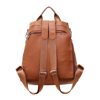 BERAGHINI Retro Women Leather Backpack - College Preppy School Bag for Students Laptop - Girls or Ladies Daily Back Pack for Shop Trip 2