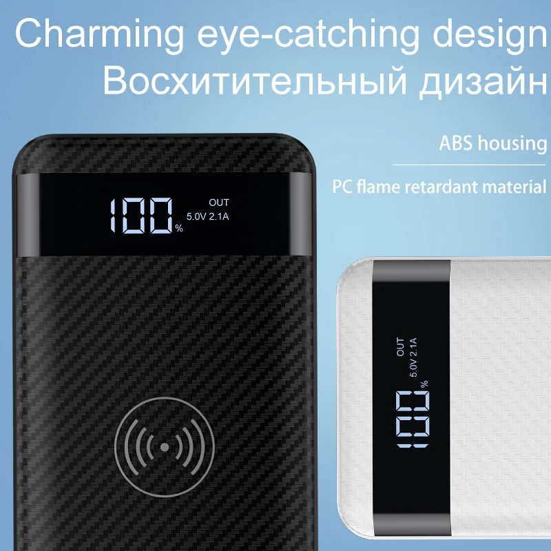 Беспроводное зарядное устройство HOCO Qi портативное 10000 мАч с двумя USB портами и