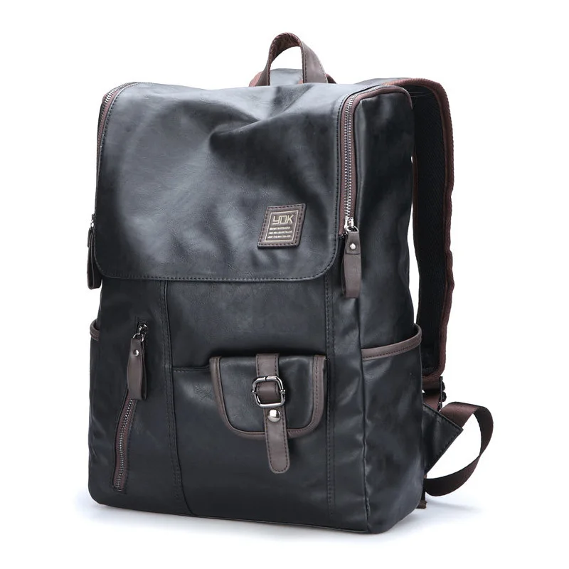 

Fashion Casual Backpack Korean Style Trendy PU Leather Laptop School Bag Men Retro Designer Succinct Travel Packsack