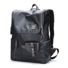Fashion Casual Backpack Korean Style Trendy PU Leather Laptop School Bag Men Retro Designer Succinct Travel Packsack europe and the retro style men and women backpack genuine leather knapsack casual travel bag schoolbag packsack men bags
