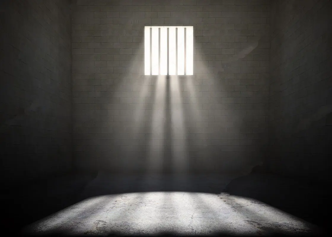 prison bars light window dark brick wall photo backdrop Vinyl cloth
