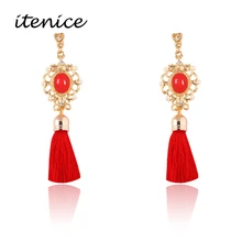 Itenice 2017 New Fashion Jewelry Short Tassels Rhinestone Trendy Drop Earrings Retro Royal Style Earring For