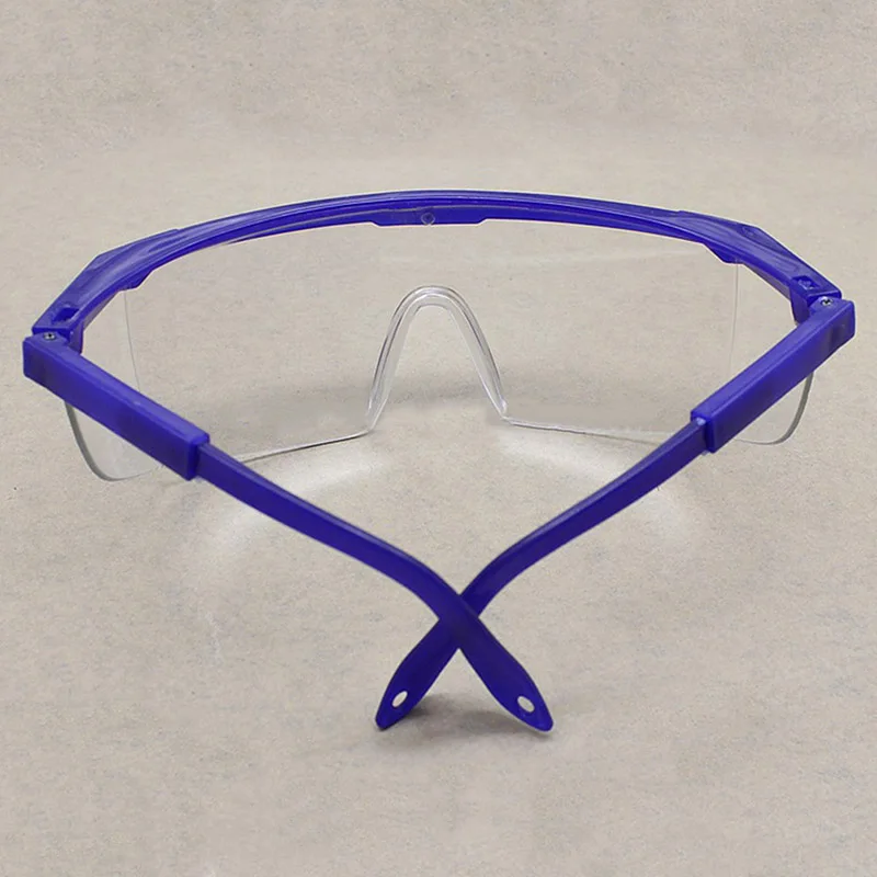 Синий и белый Телескопические ножки труда страхование очки пылезащитный анти-шок окуляр Плоский прозрачный повязку на глаза