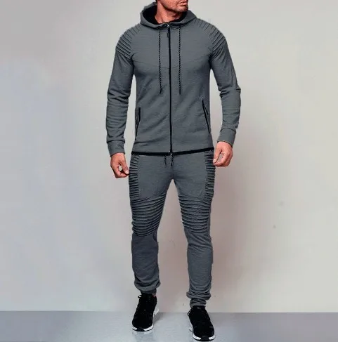 Mens Tracksuit Set Zipper Jacket Sweatshirt Trouser Sport Jogger Jogging Suit 