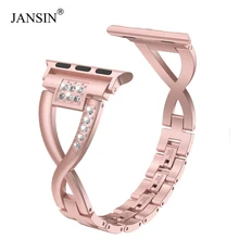 Бриллиантовый ремешок для Apple Watch 38 мм 42 мм 40 мм 44 мм браслет для женщин ремешок из нержавеющей стали для Apple Watch Series 5 4 3 2