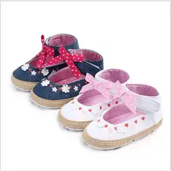 Милые детская обувь в цветочек мягкая подошва малыш первые ходунки для маленьких девочек повседневная обувь