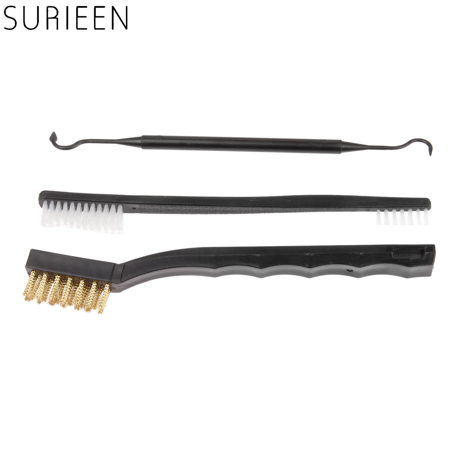 SURIEEN 3 pcs/pack Rifle Gun Cleaning Brush Tool Set Kit Shooting Hunting Pistol Shotgun Cleaning Brushes Double-end Pick