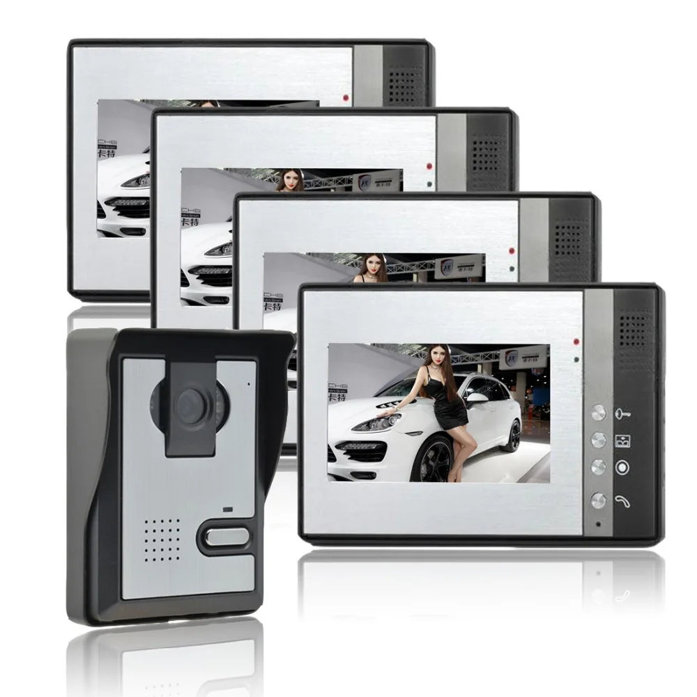 

Intercom doorbell camera kit Home Security 7 inch TFT LCD Monitor Video Door phone Intercom System one to four video doorphone