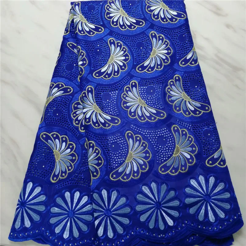 

100% cotton swiss lace fabric high quality embroidery nigerian lace fabric african dry lace with stones for women dress 5yards