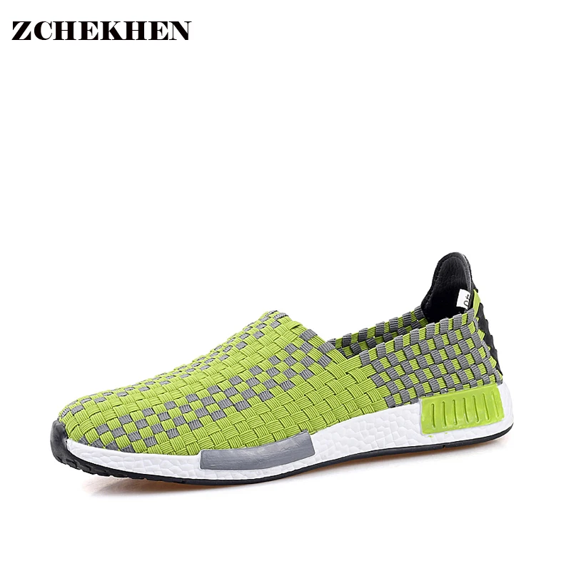 2017 Homens slipony Tecer Sandálias Sapatos de Verão Respirável sapatos Casuais sapatos Flats Moda leve Calçado Masculino