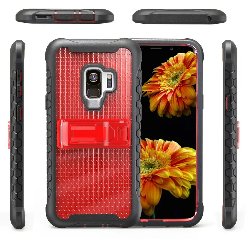 

Conelz For Samsung Galaxy S9 S9 Plus Case Cover Clear Case Shockproof 360' Full Protection Honeycomb Bumper Case Kickstand Case