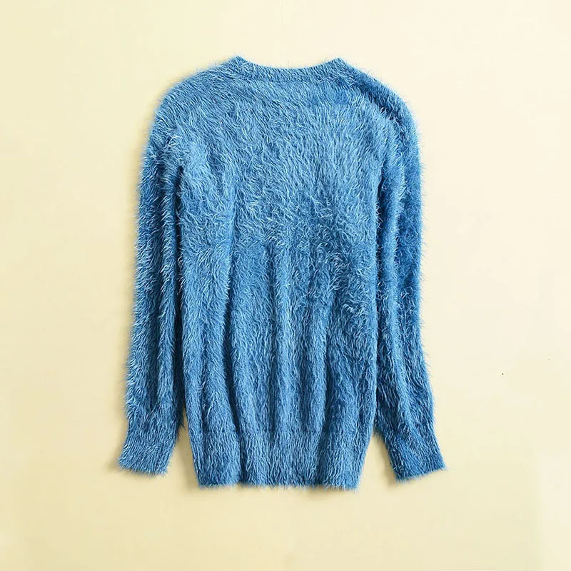 2019 Spring Foreign Trade Women's Wear Chenyao with Round Collar Long-sleeved Cat Head Hundred Horses Hair Sweater Women