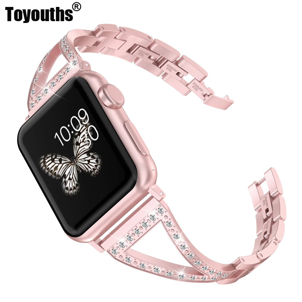 Ремешок из нержавеющей стали для Apple Watch Band 38 мм 42 iWatch Jewelry браслет Стразы