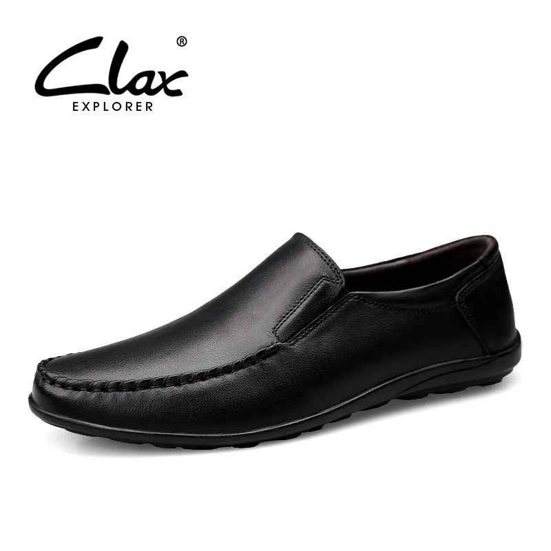 

CLAX Men's Boat Shoes Black Casual Leather Shoes Male Summer Loafers Genuine Leather Breathable Moccasin chaussure homme Soft