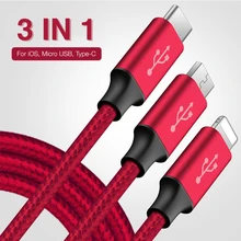 

3 in 1 USB Cable For Micro USB Charging Cable For iPhone Data Cable For Type C Charger Cables for Oneplus Samsung Xiaomi Huawei