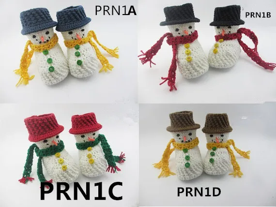 Christmas Baby Shoes, Crochet Snowman 