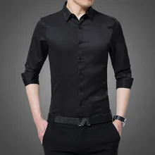 Новая рубашка с длинными рукавами, Мужская однотонная Рабочая Рубашка для подростков, Модная тонкая деловая рубашка