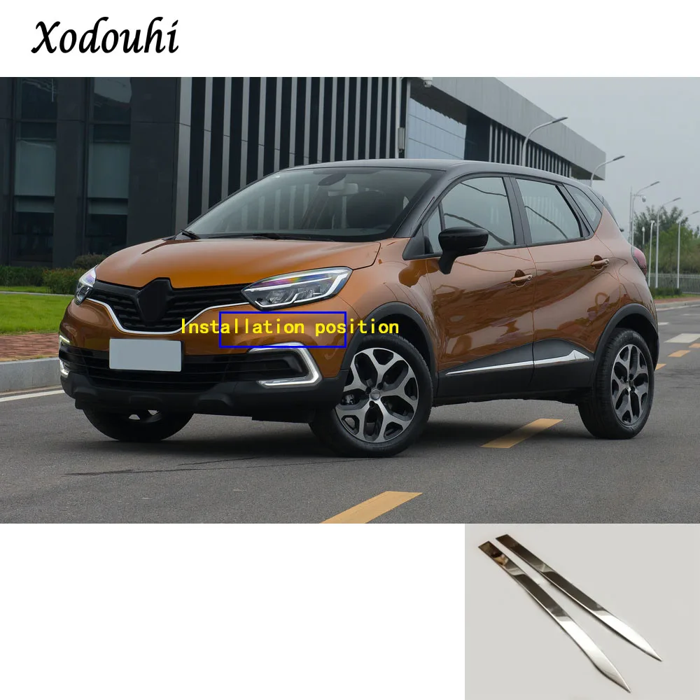 

For Renault Captur 2015 2016 2017 car body front side Bumper corner protection trim frame stainless steel anti-rub 2pcs