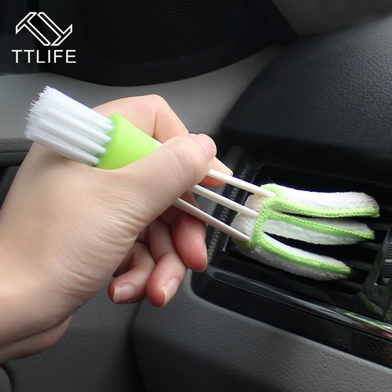 

TTLIFE 1Pcs Car Diy New Plastic Car Air Conditioning Vent Blinds Cleaning Brush For Series Part Accessories Green Color