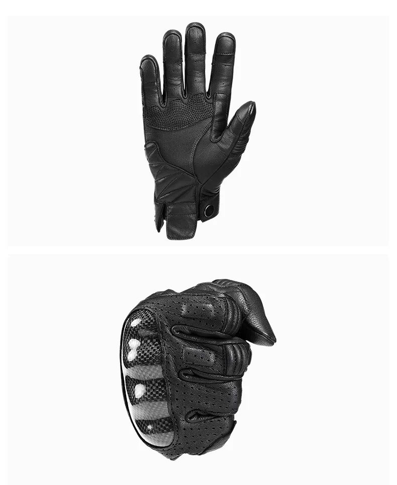 INBIKE Carbon Fiber Motorcycle Gloves Protective Gear Motorbike Gloves Full Finger Cycling Breathable Goatskin Men Motor Gloves