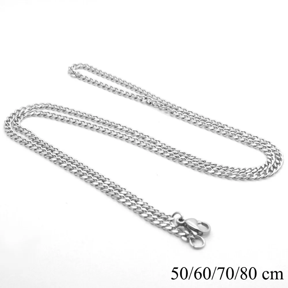 

Wholesale (3 pcs/lot) 50/60/70/80 cm Titanium steel White Gold Color Long Chain Necklaces for Men Fashion Jewlery No Fade 3 mm