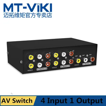 

MT-VIKI 4 Ports Composite 3 RCA Video Audio AV Switch Switcher Box Selector 4 In 1 Out 4x1 for HDTV LCD Projector DVD