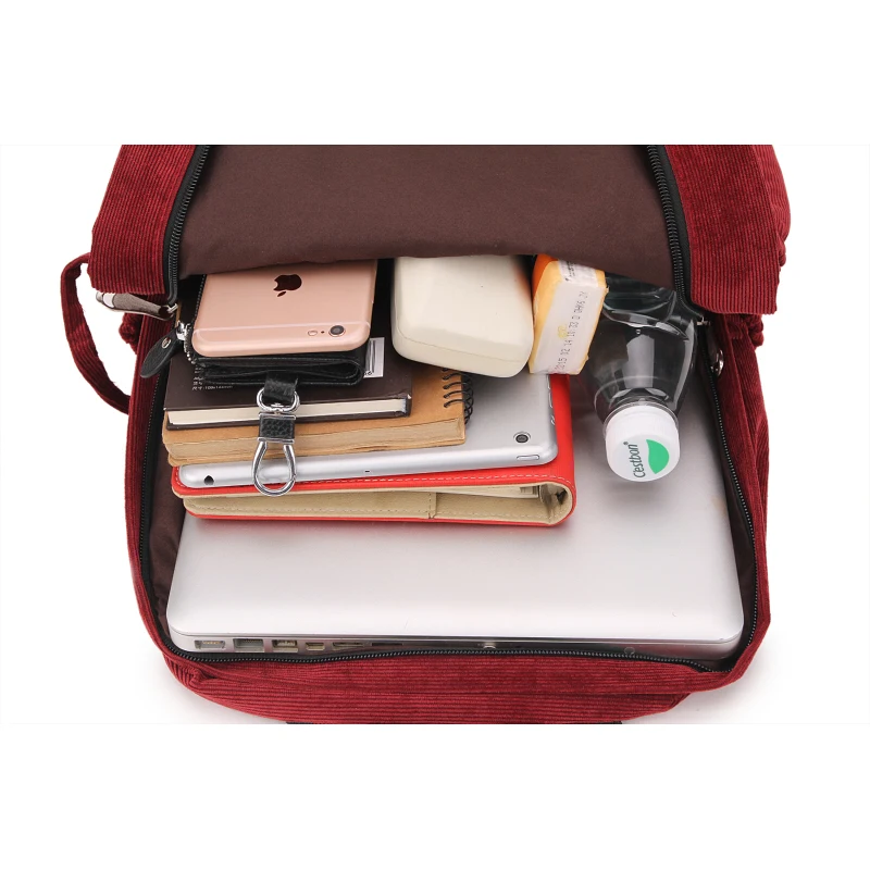 2018 Retro Velvet School Backpack For Girl Simple Design Minimalist Women Backpack Shoulder Bag Female Rucksack Backpack Mochila escuela mochila para Diseño minimalista mujeres Mochila Bolsa de hombro Mujer Mochila