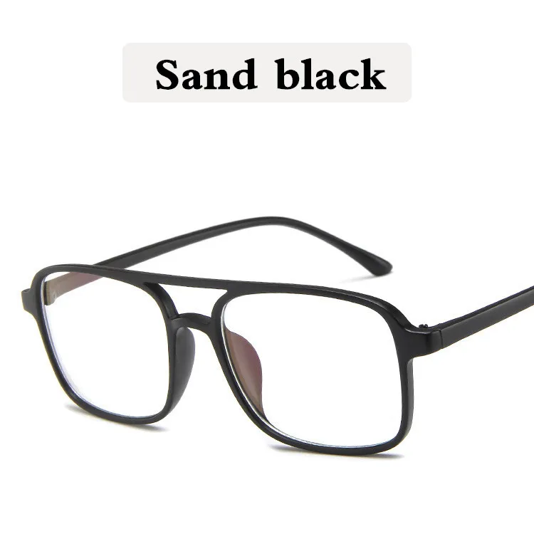 Новая мода коробка плоские очки для женщин, Ретро стиль, оправа для очков для чтения, Для Мужчин's квадратные очки оптически прозрачный украшения - Цвет оправы: Sand black