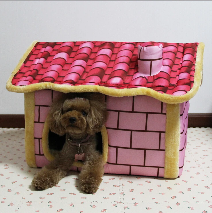 Detachable Washable Pet Dog Brick House Large Cotton Dog House Bed Warm