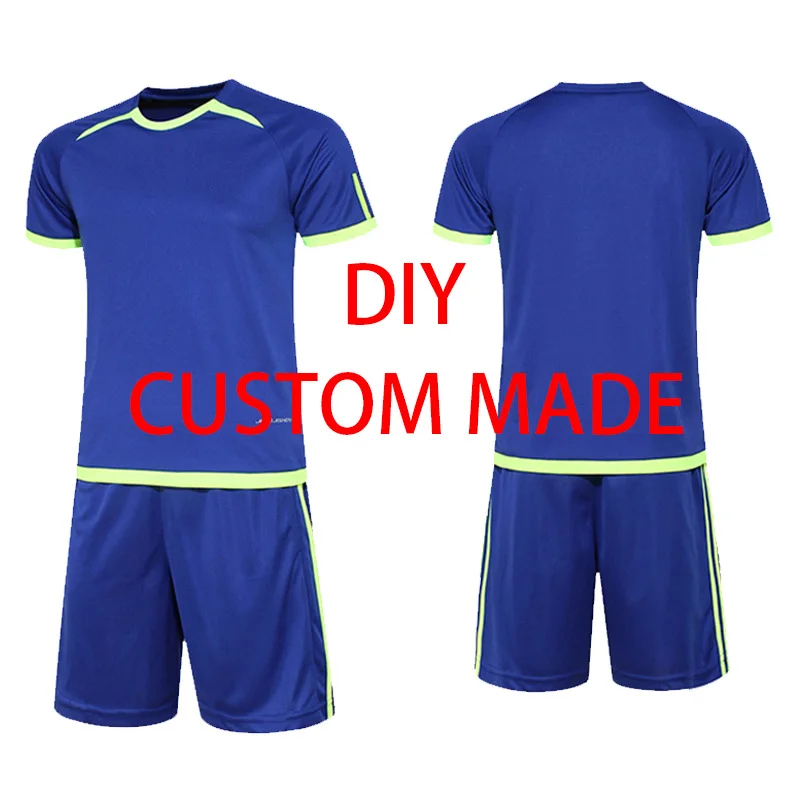 Новые футбольные майки для взрослых и детей, комплекты одежды для футбола, Детская Футбольная форма с коротким рукавом, футбольный спортивный костюм, Джерси на заказ - Цвет: Blue DIY