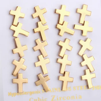 

10pairs/lot Cross Gold Color Stainless Steel Earrings Small Stud Earring Set For Women Fashion Jewelry Brincos Earings Wholesale