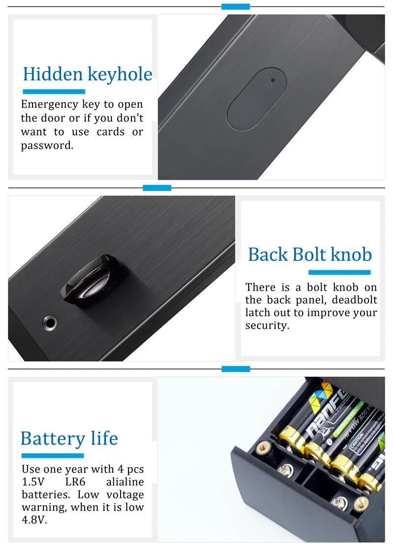 13.56mhz Key Card Touch Screen Smart  Electronic Digital Password Lock Combination Door Lock