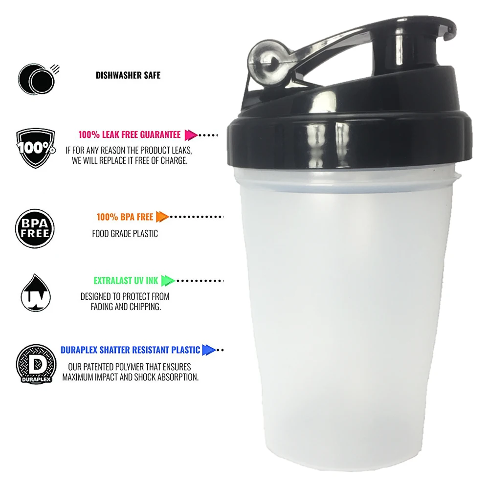 400 مللي شاكر زجاجة مزيج مسحوق بروتين الصالة الرياضية المياه زجاجة مع اثارة الكرة غطاء مقاوم للتسرب BPA الحرة