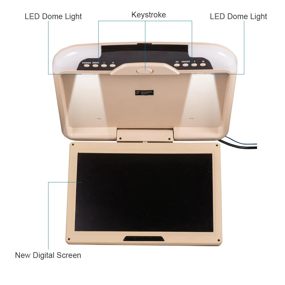 1" Автомобильный Монитор DC 12V 13 дюймовый автомобильный потолочный монитор на крышу с откидным монитором бежевого цвета