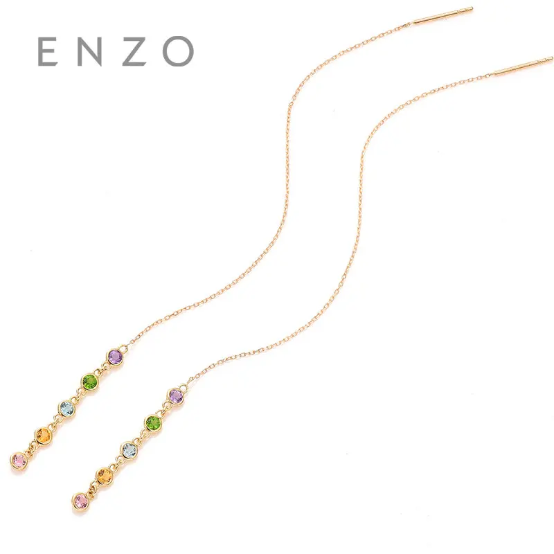 ENZO природных драгоценных камней цитрин/турмалин/Аметист/Топаз/Diopside10PC 0.65CT серьги