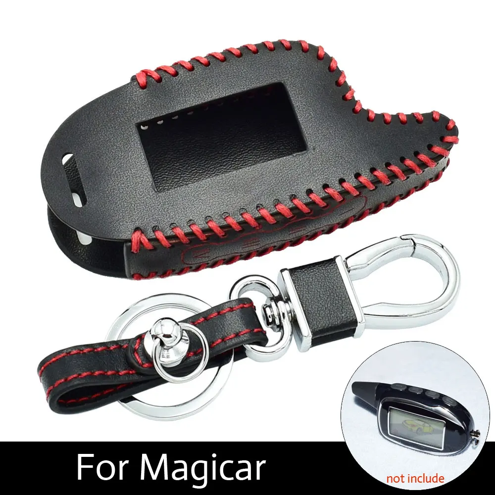 

ATOBABI Leather M7 Car Key Case for Magicar M7 M561 M101AS Two Way Car Alarm Remote Controller M561 LCD Transmitter KeyChain