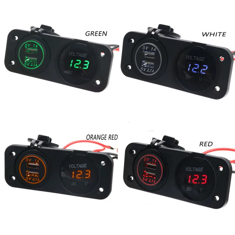 KOWELL LED 12 в 2 1 & 1A 2USB порта двойной разъем питания зарядное устройство адаптер для
