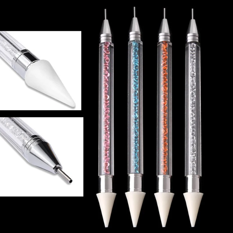 Двухконцевая раскрашивающая ручка для дизайна ногтей, восковой карандаш для тиснения драгоценных камней, кристаллов, аппликатор, инструмент для самостоятельного маникюра, инструменты для салона
