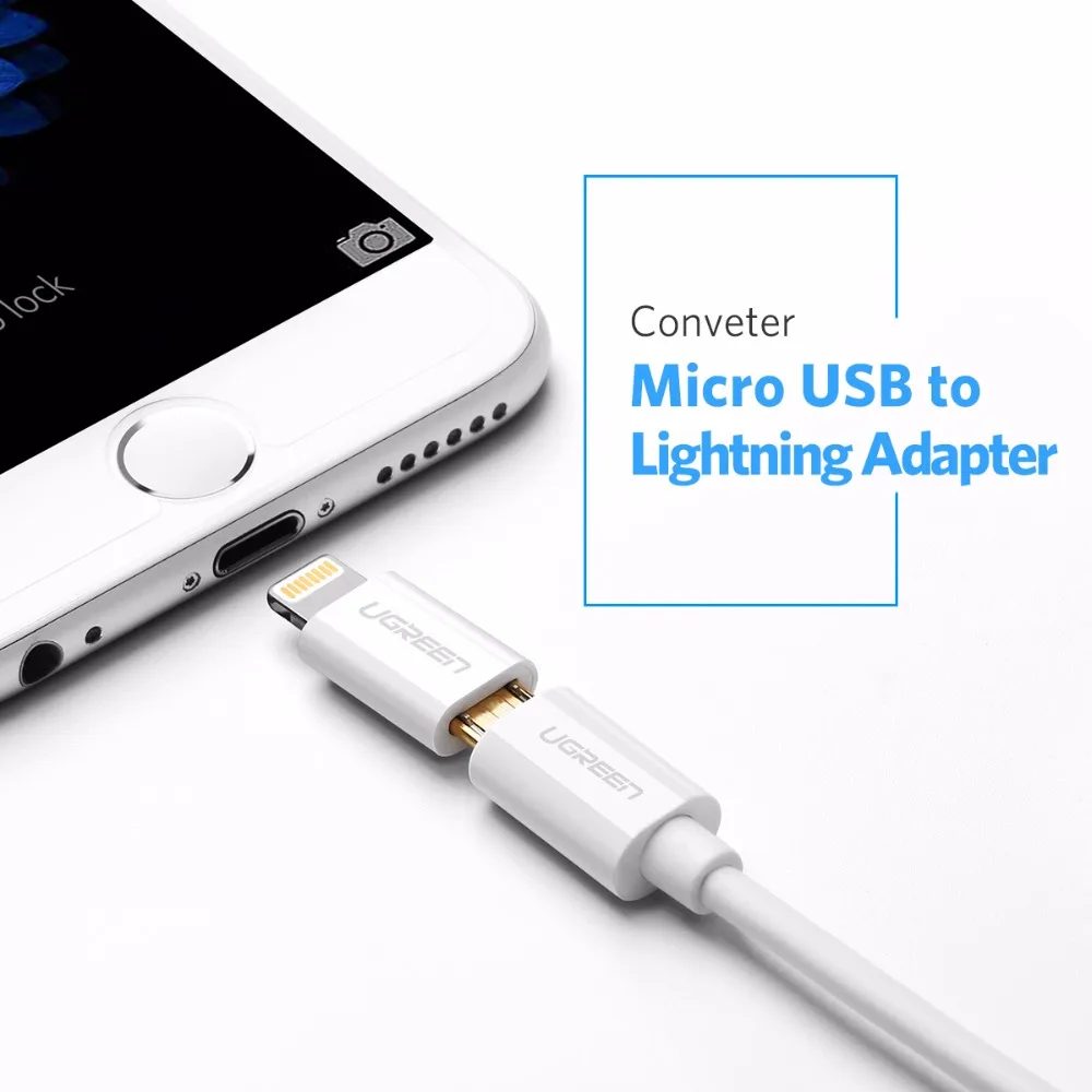 Ugreen USB адаптер для iPhone 8 Lightning Micro 11 Pro XS 7 быстрой зарядки синхронизации данных iPad