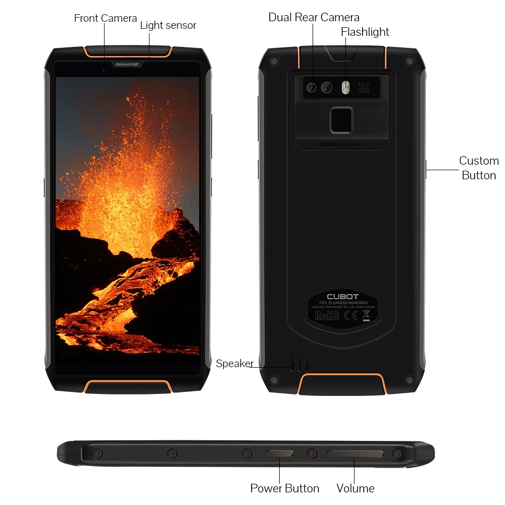 Cubot King Kong 3 IP68 impermeable teléfono resistente NFC 6000 mAh Batería grande Android 8,1 4 GB + 64 GB tipo-C de carga rápida MT6763T Octa core Cubot King Kong 3 IP68 impermeable teléfono resistente NFC 6000 mAh Batería grande Android 8,1 4 GB + 64 GB tipo-C de carga rápida MT6763T Octa core