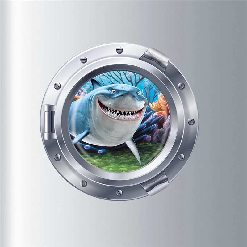 

underwater shark sea fish submarine portholes wall stickers room decoration home decals kids nursery animals mural art